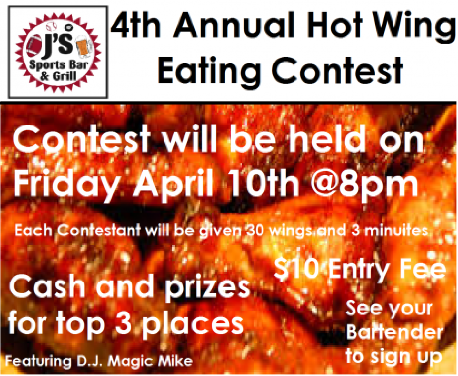 4th Annual Hot Wing Eating Contest| 8PM